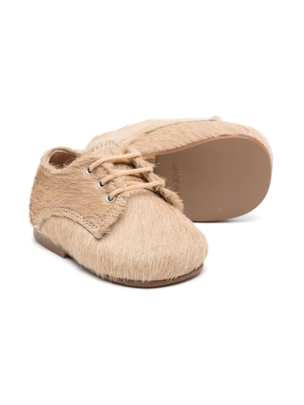 Scarpe primi passi per neonato Eli1957 beige in pelliccia con lacci 14027AK CAMEL Eli Kids