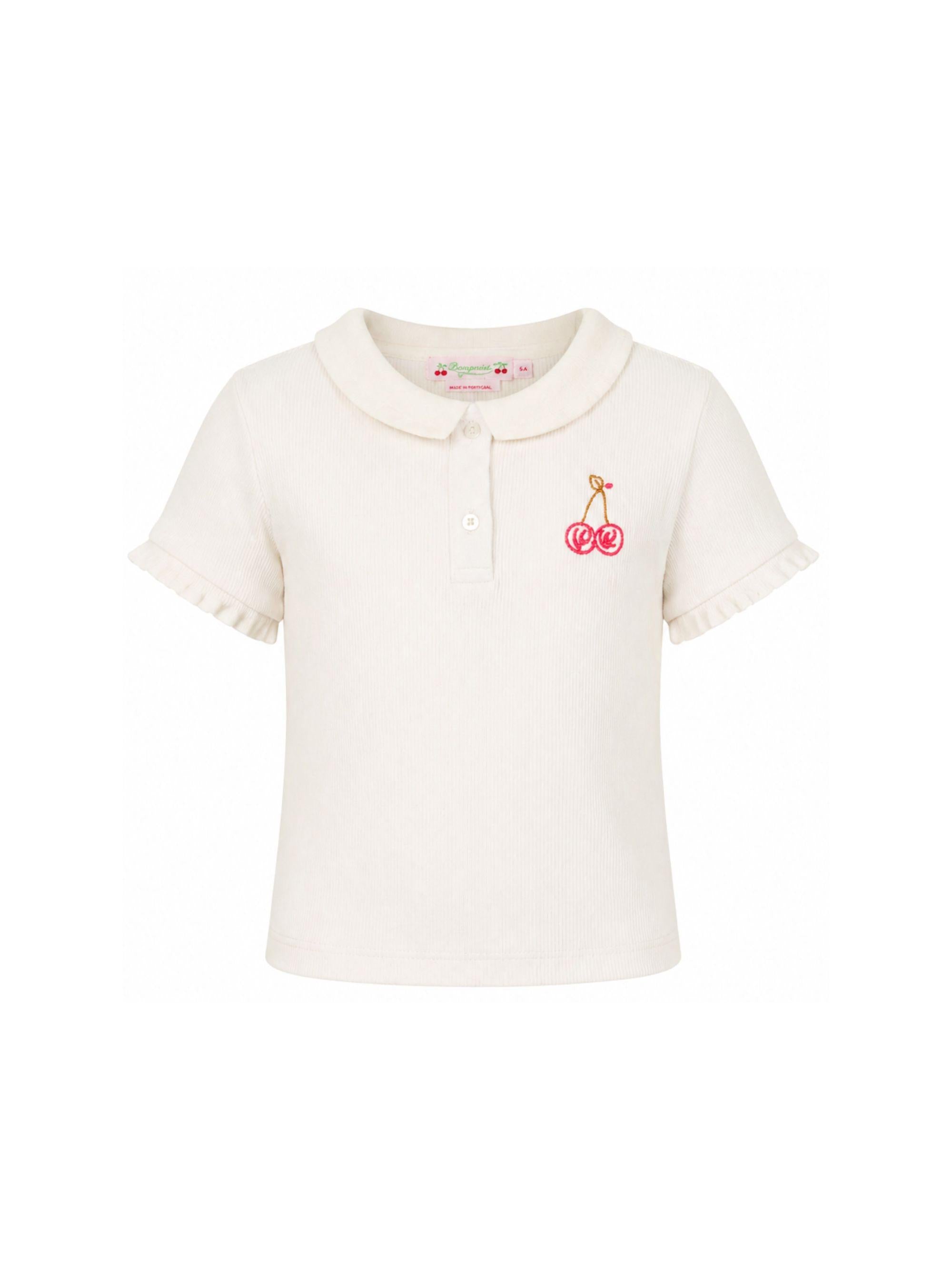T-shirt per bambina Bonpoint bianco latte con motivo ricamato S06GTSK00018 102 BONPOINT KIDS