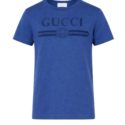 T-shirt per bambino Gucci Kids blu con logo sul davanti 547559XJHO5 4118 GUCCI KIDS