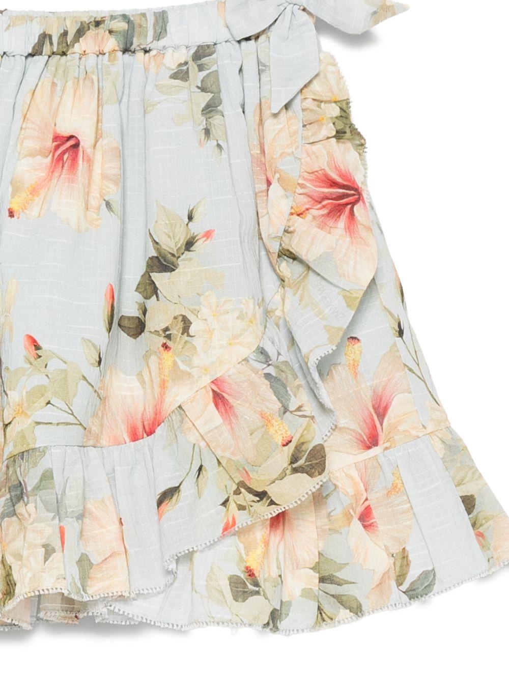 Gonna per bambina Zimmermann Kids azzurra con stampa floreale all-over 4022SS S263 ZIMMERMANN KIDS