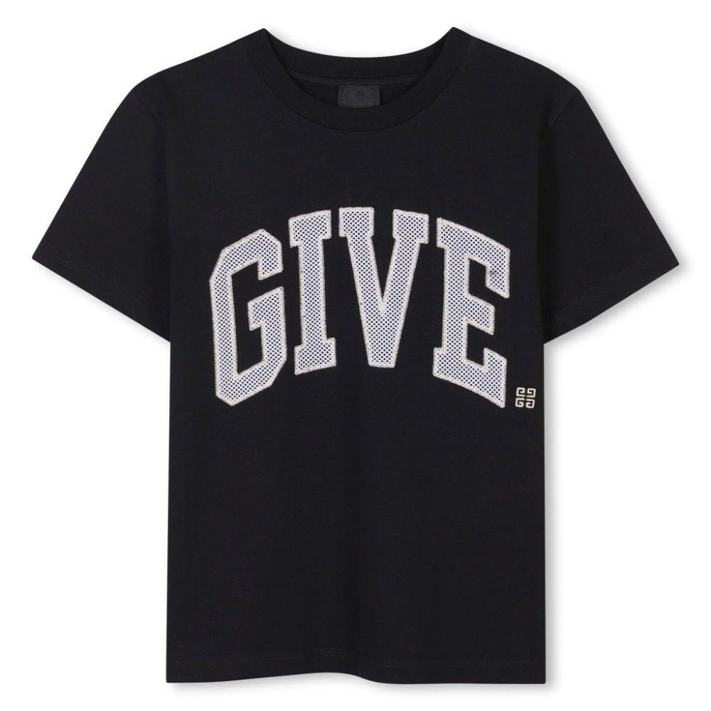 T-shirt per bambino Givenchy Kids nero con applicazione logo H30738 09B GIVENCHY KIDS