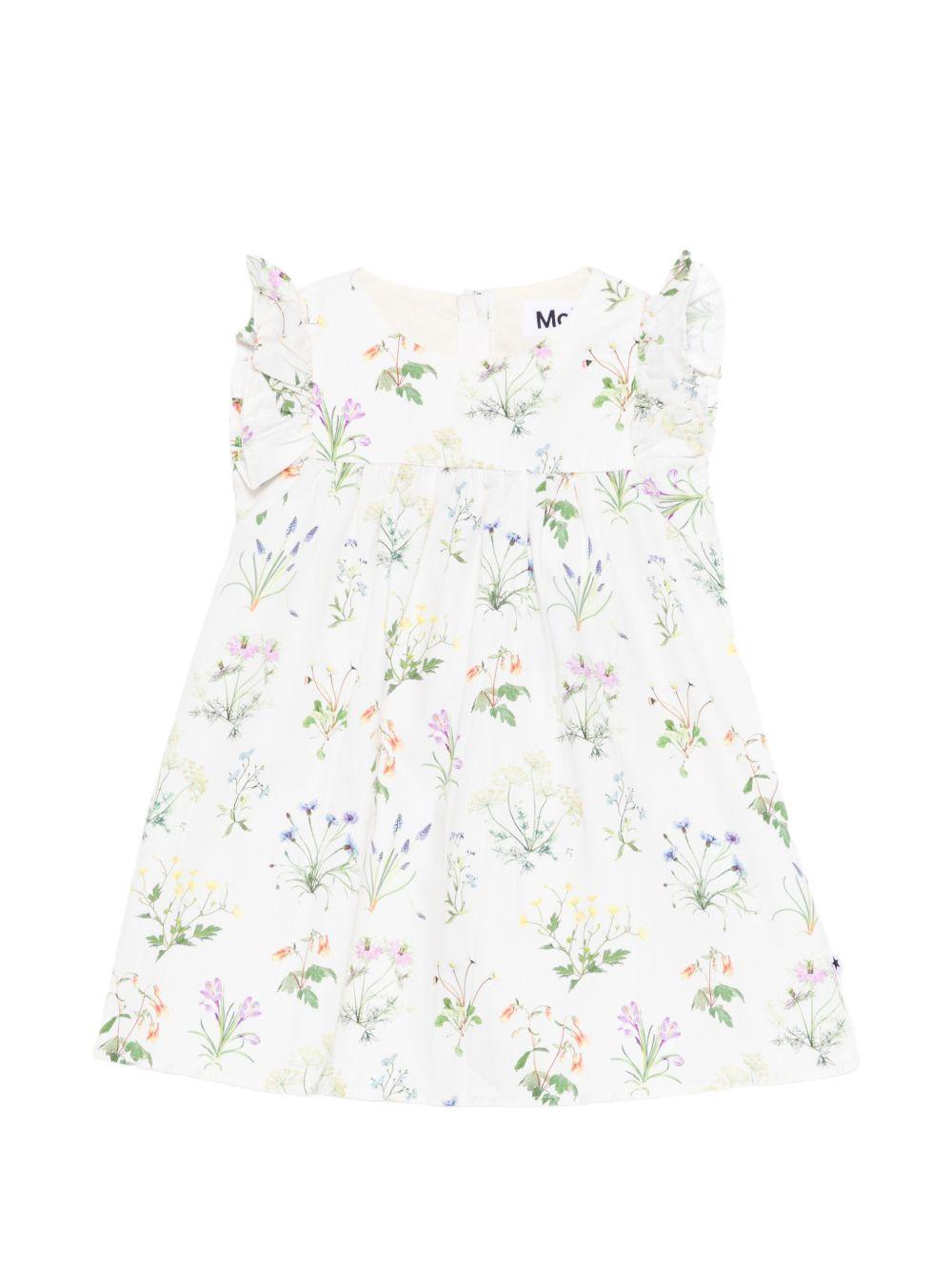 Abito Cacao per neonata Molo beige con stampa floreale all-over 4S26E107 9541 MOLO KIDS