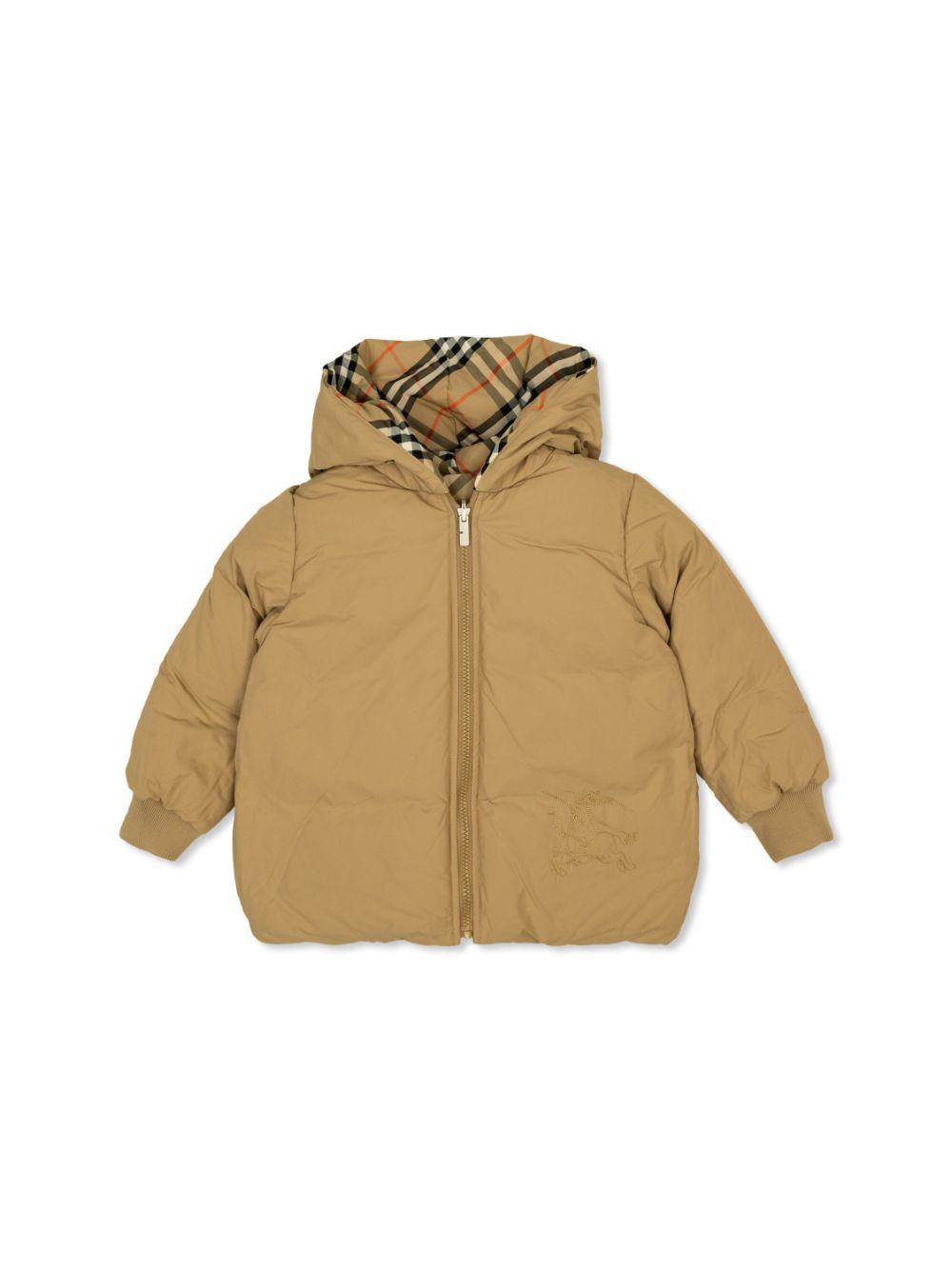 Bomber reversibile con cappuccio per bambino Burberry Kids beige con polsini elasticizzati 8092462 B9368 BURBERRY KIDS
