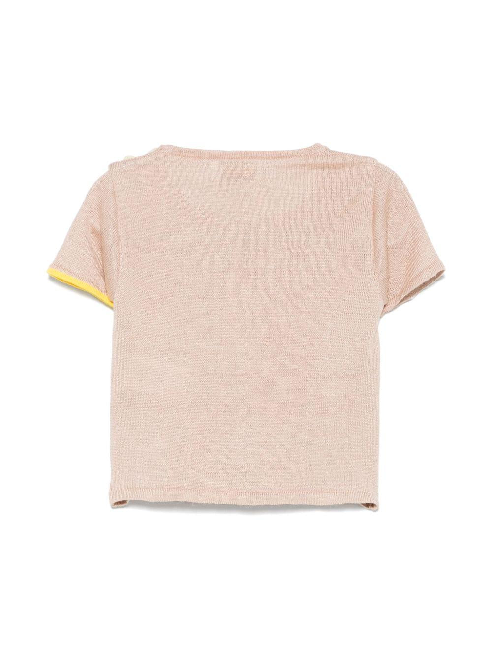 T-shirt per neonata Gensami kids marrone chiaro in maglia GIR01-B-SOFT GOLD BEIGE GENSAMI KIDS