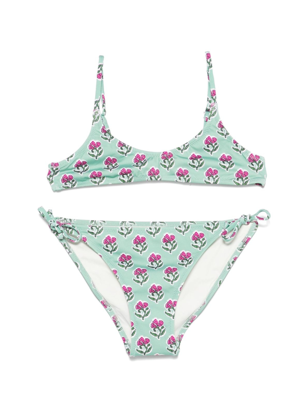 Set bikini per bambina MC2 Saint Barth Kids Paloma Jr verde con stampa con fiori all-over PALO002 01251H MC2 ST. BARTH KIDS