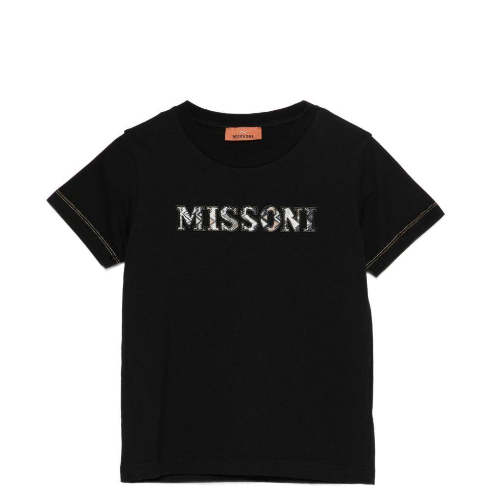 T-shirt per bambino Missoni Kids nera con logo sul davanti MY8P51 Z3672 930 MISSONI KIDS