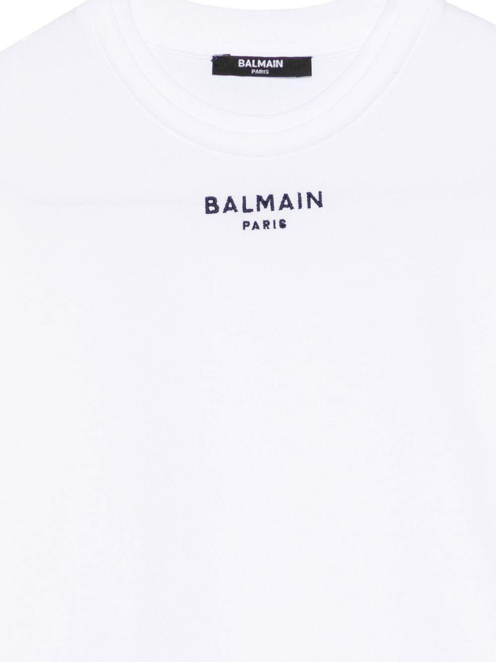 T-shirt per bambino Balmain Kids bianca con logo sul davanti BY8Q31 Z3658 100BL BALMAIN KIDS