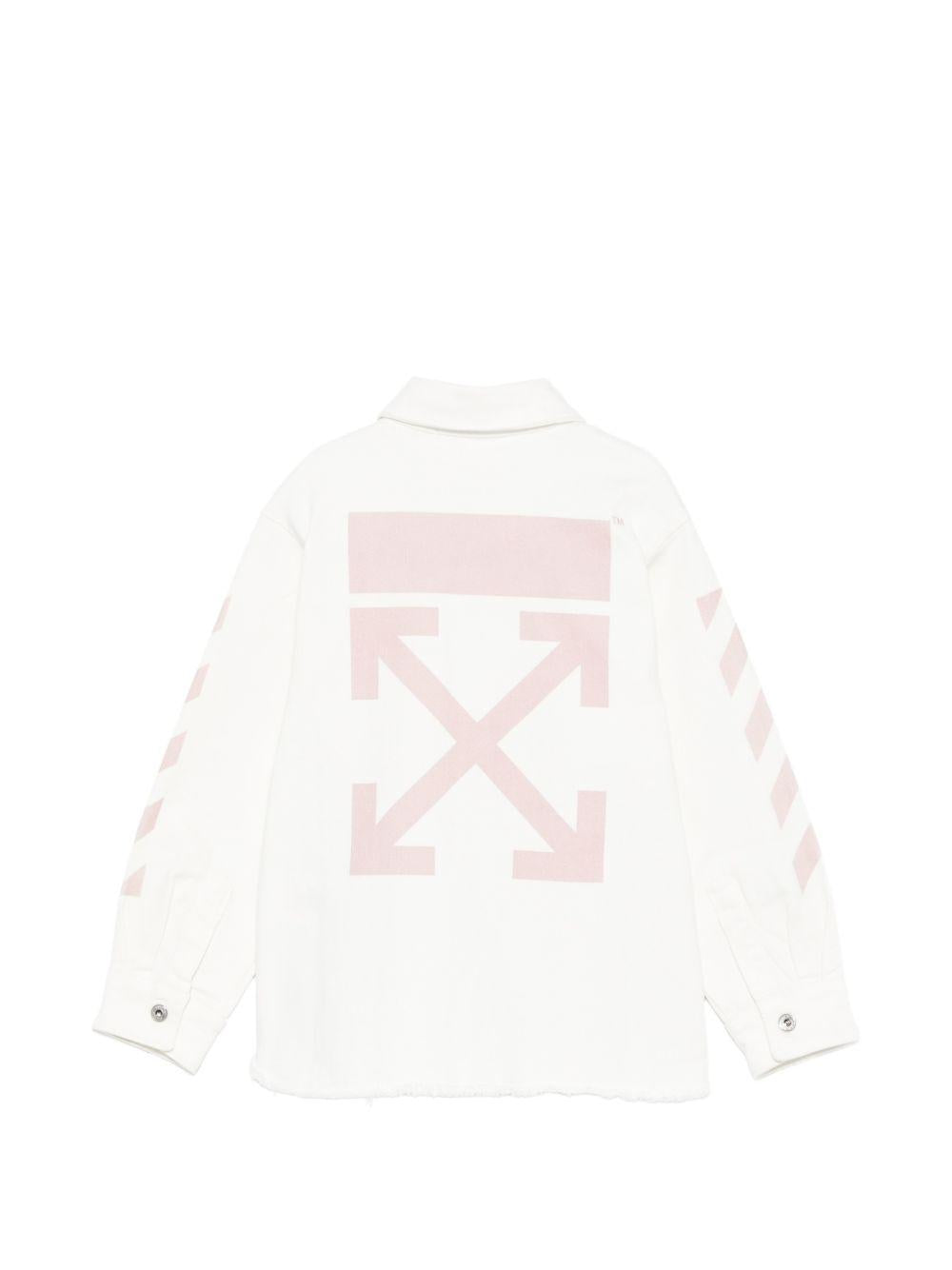 Giacca per bambina Off-White Kids bianca con striscie sulla manica 44GYD002S26D001 100 OFF WHITE KIDS