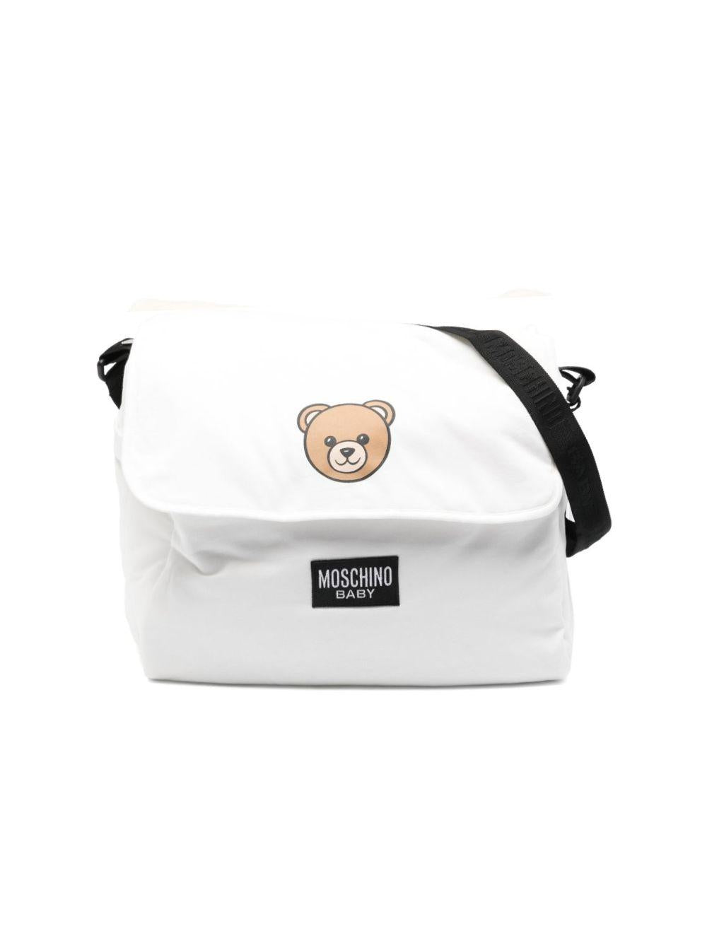 Borsa per neonati Moschino Kids bianca con stampa Teddy Bear MUX05VLCA19 10063 MOSCHINO KIDS