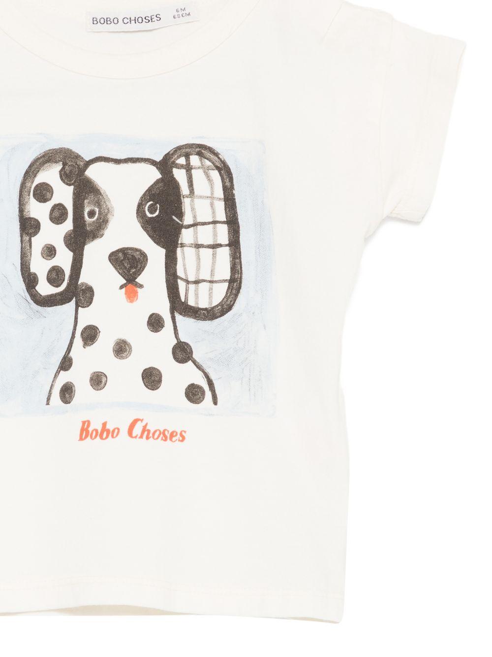 T-shirt per neonato Bobo Choses bianca stampa grafica cane B126AB012 101 BOBO CHOSES KIDS