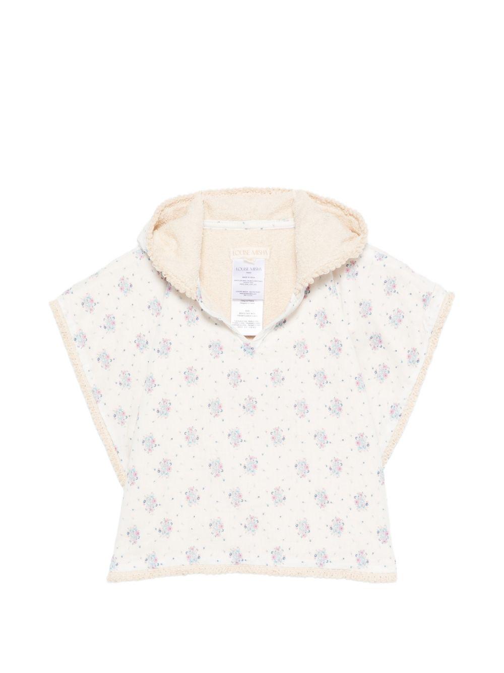 Accappatoio per neonata Louise Misha Kids bianco con stampa a fiori all-over FBI-S26-B0251 CREAM LOUISE MISHA KIDS