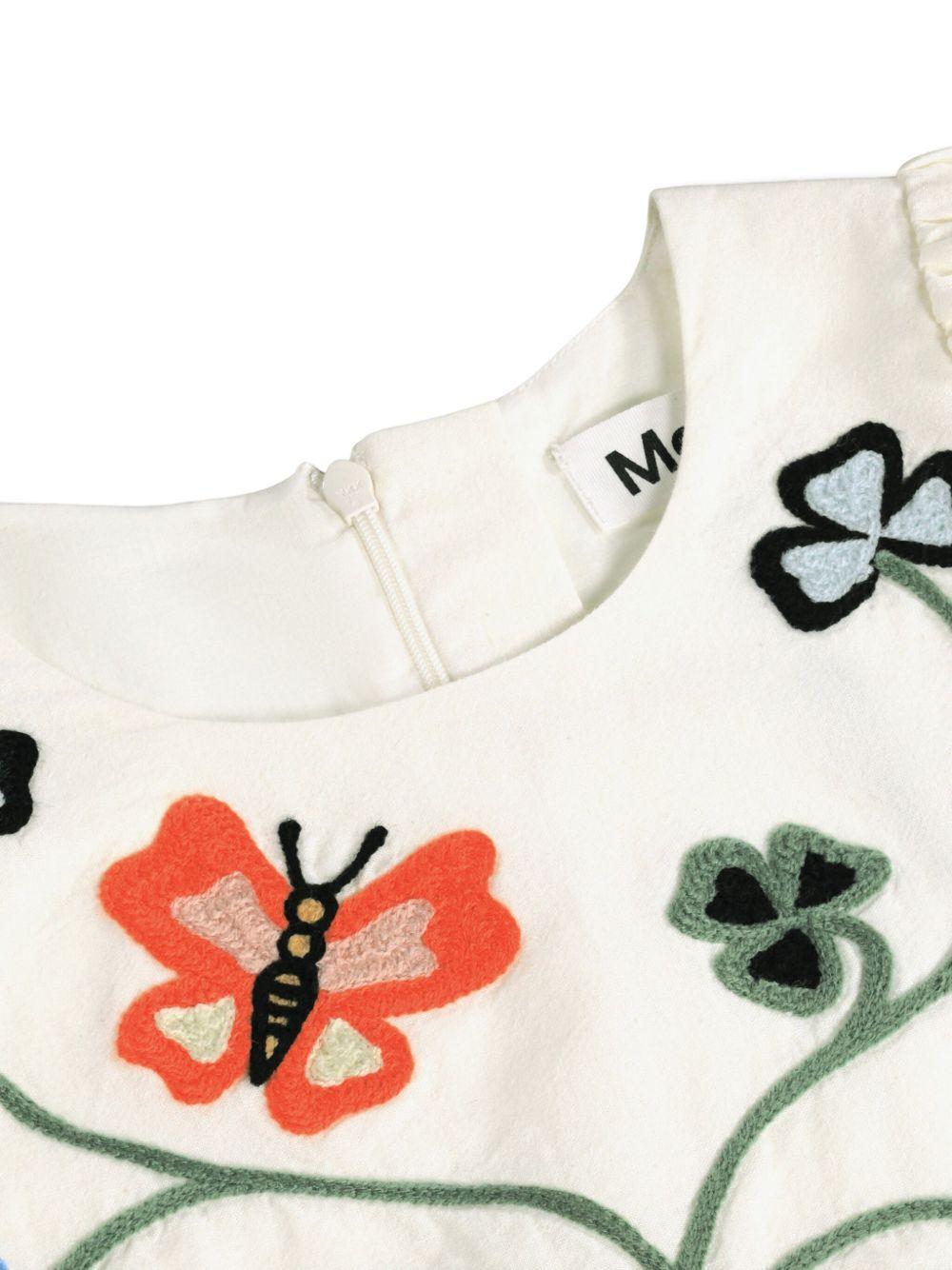 Abito Carlin per bambina Molo bianco con farfalle ricamate 2S26E123 9840 MOLO