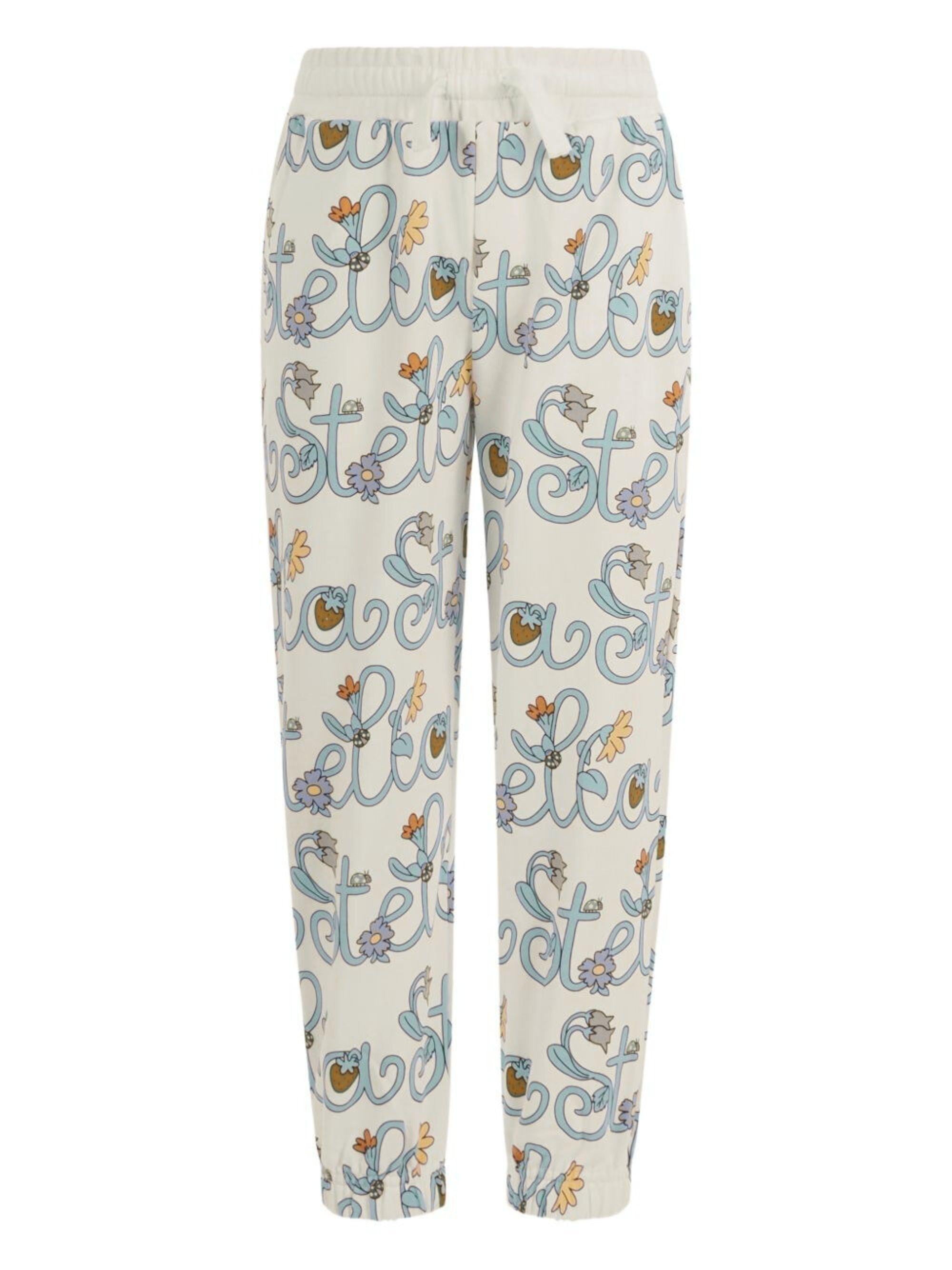 Pantaloni per bambina Stella McCartney Kids bianchi con logo all-over TY6E50 Z3422 101MC STELLA McCARTNEY KIDS