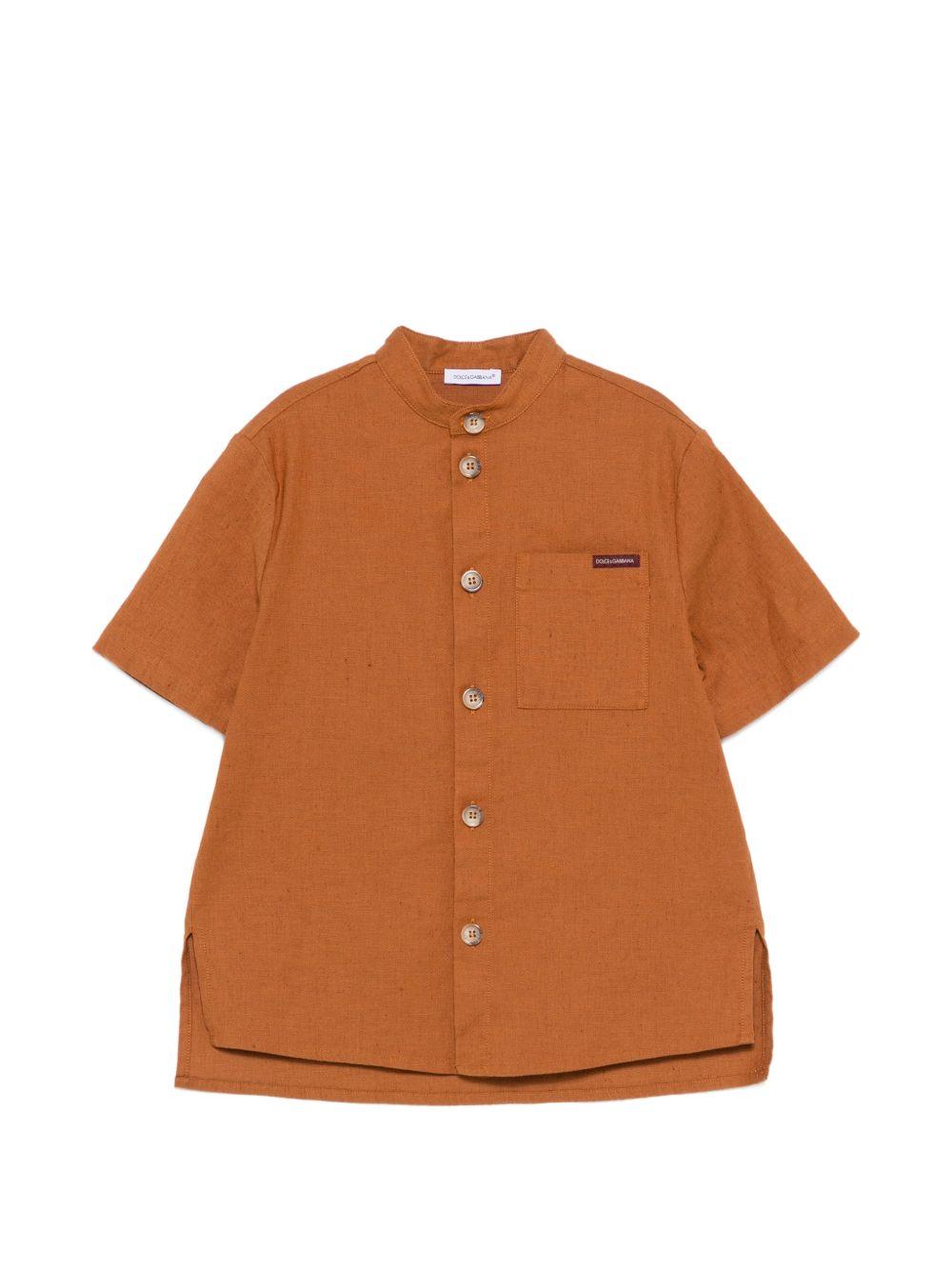 Camicia per bambino Dolce & Gabbana Kids marrone con colletto alla coreana L44S75 LT372 A0405 DOLCE & GABBANA KIDS