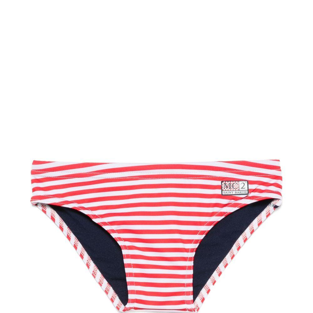 Slip da bagno per bambino MC2 Saint Barth Kids rosso con motivo a righe BIL0001 04133L MC2 ST. BARTH KIDS