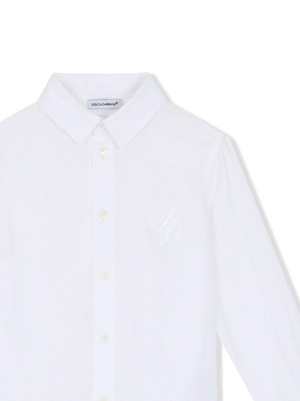 Camicia per bambino Dolce & Gabbana Kids bianco con ricamo logo L42S70 G7YEA W0800 DOLCE & GABBANA KIDS