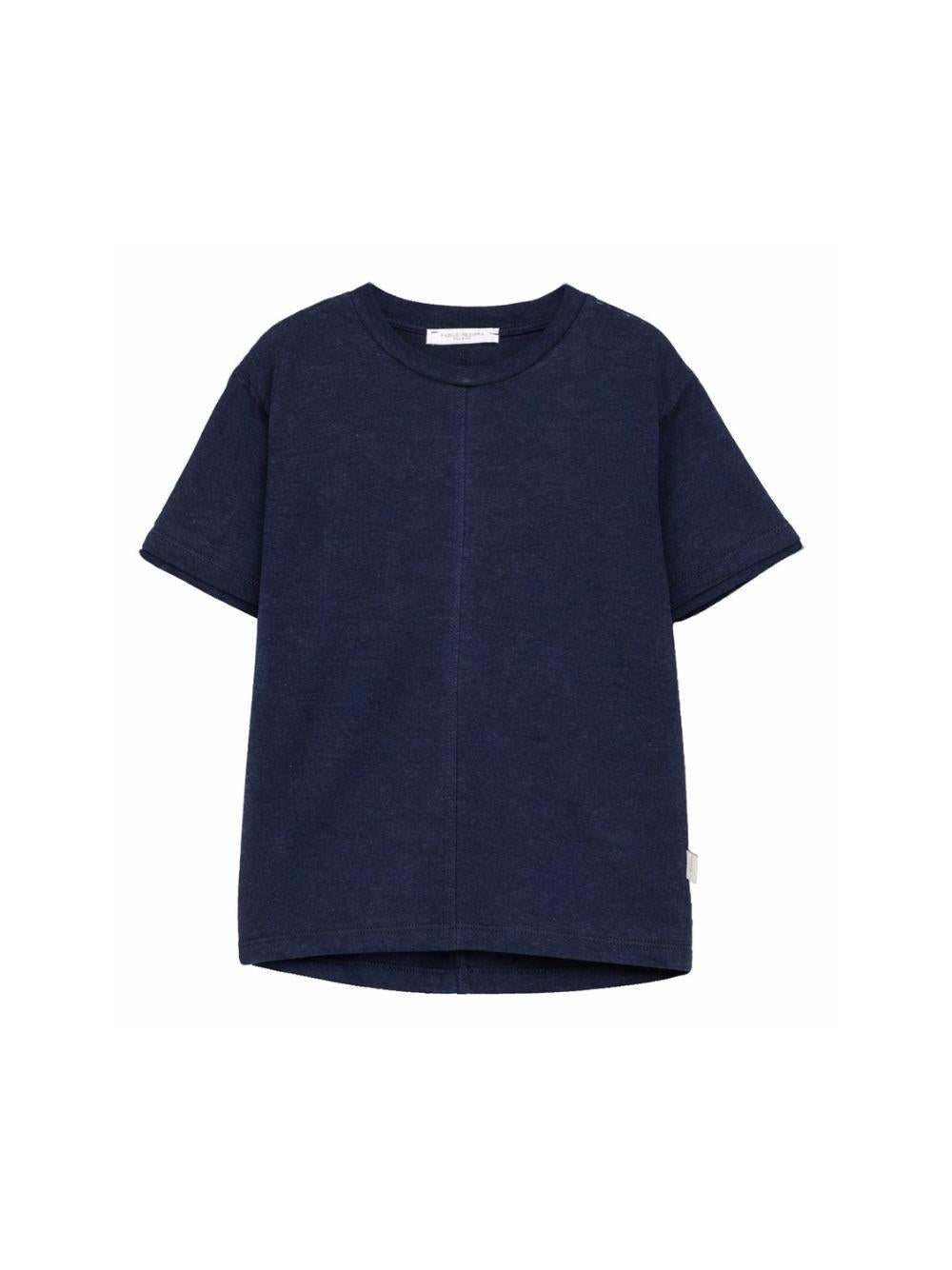 T-shirt per bambino Paolo Pecora Kids blu scuro con cuciture tono su tono PP4366 BLU PAOLO PECORA KIDS