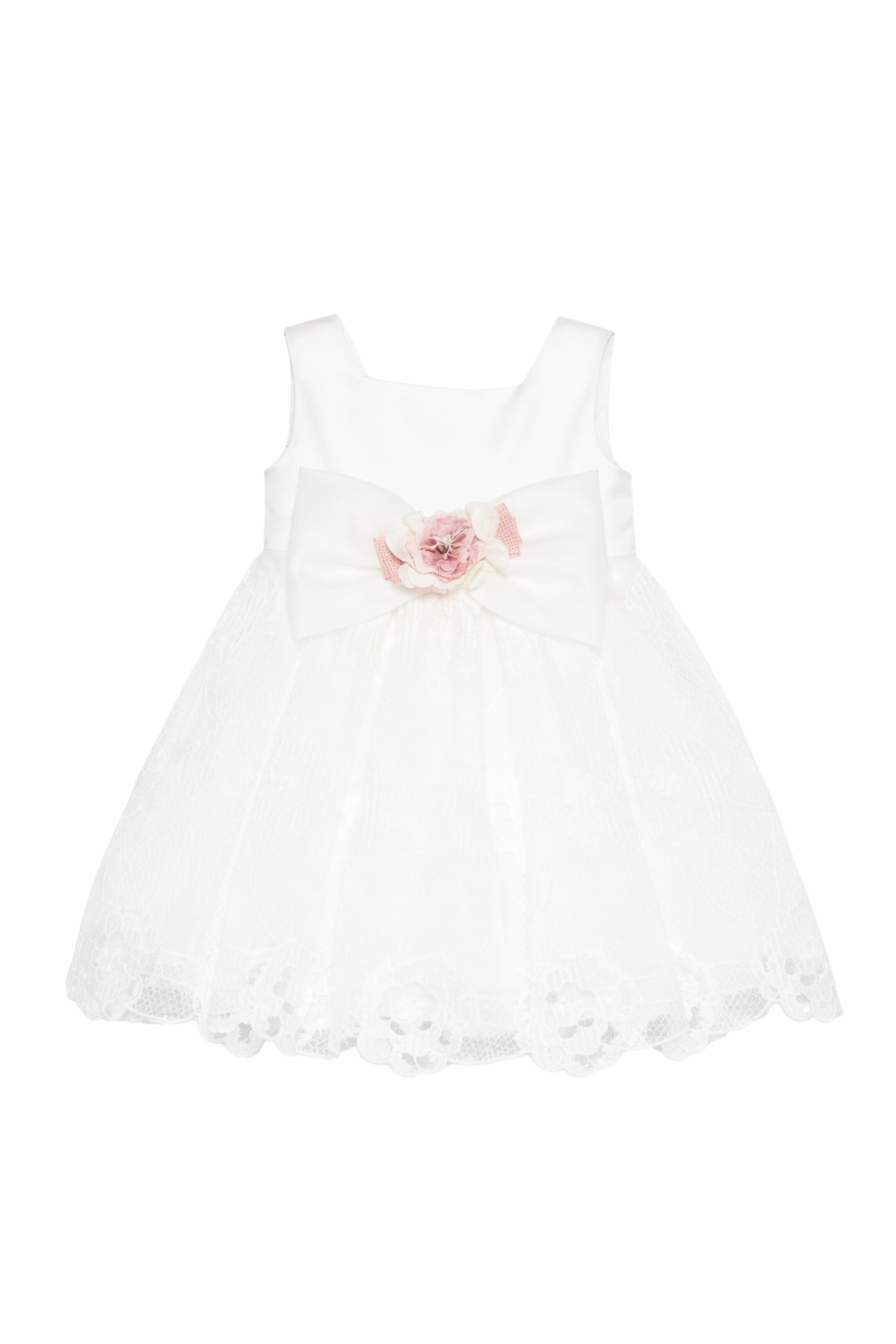 Abito per neonata Colorichiari bianco con applicazione fiori FN108471 4968 15 COLORICHIARI