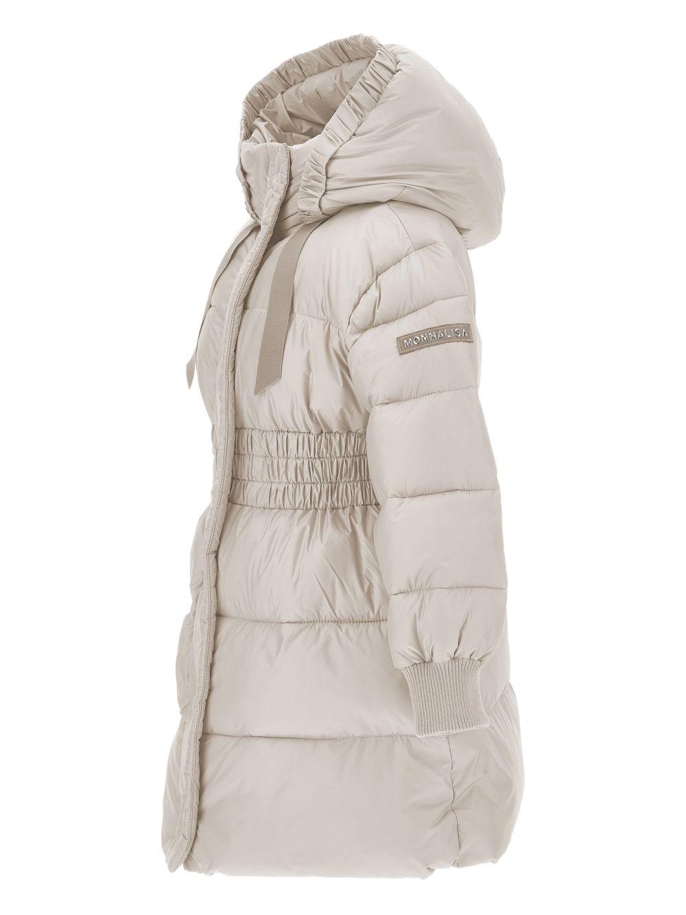 Piumino per bambina Monnalisa beige con cappuccio 17F102 6021 0003 MONNALISA