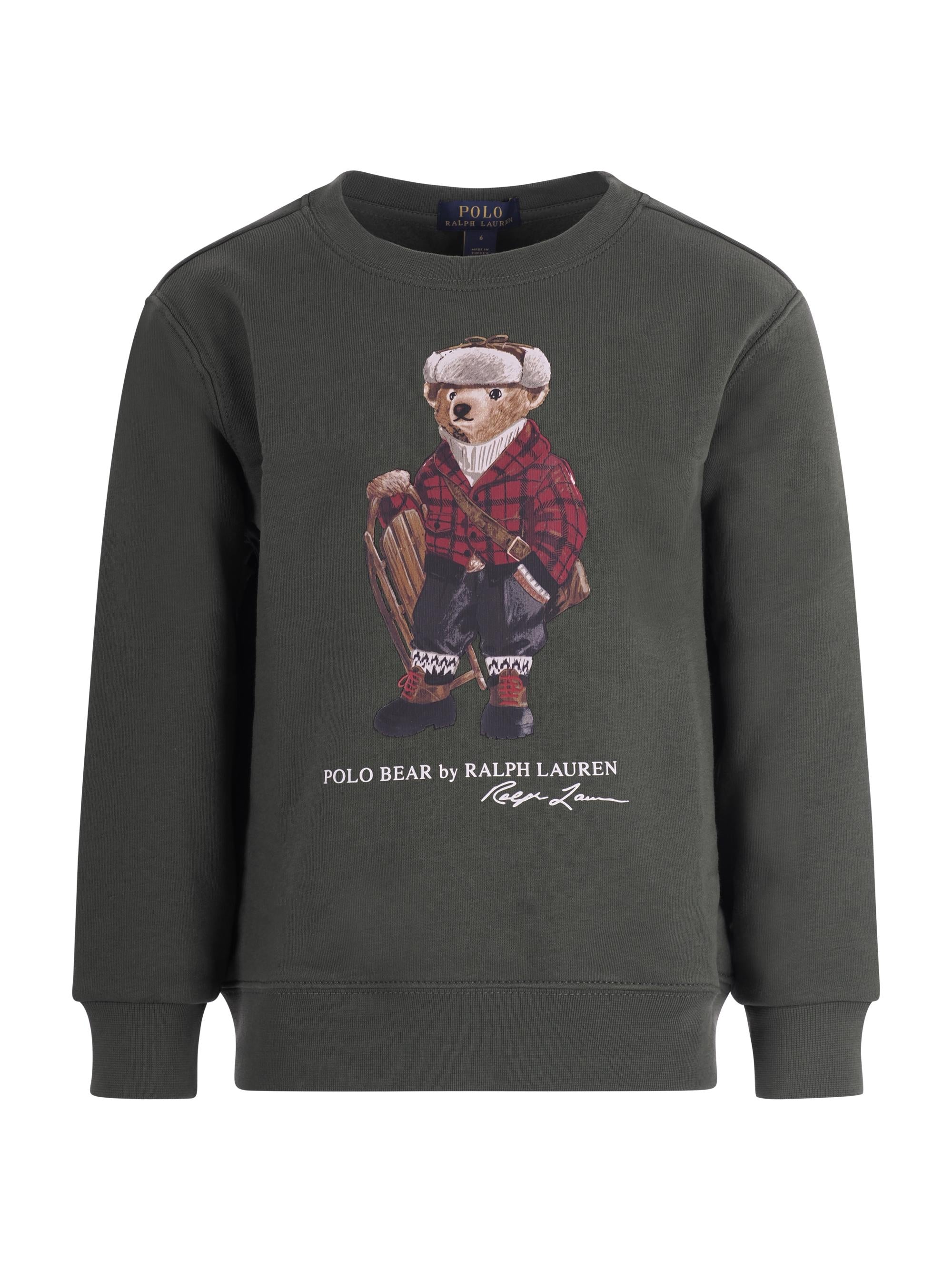 Felpa per bambino Polo Ralph Lauren Kids verde con stampa Polo Bear 322981261 001 Ralph Lauren kids