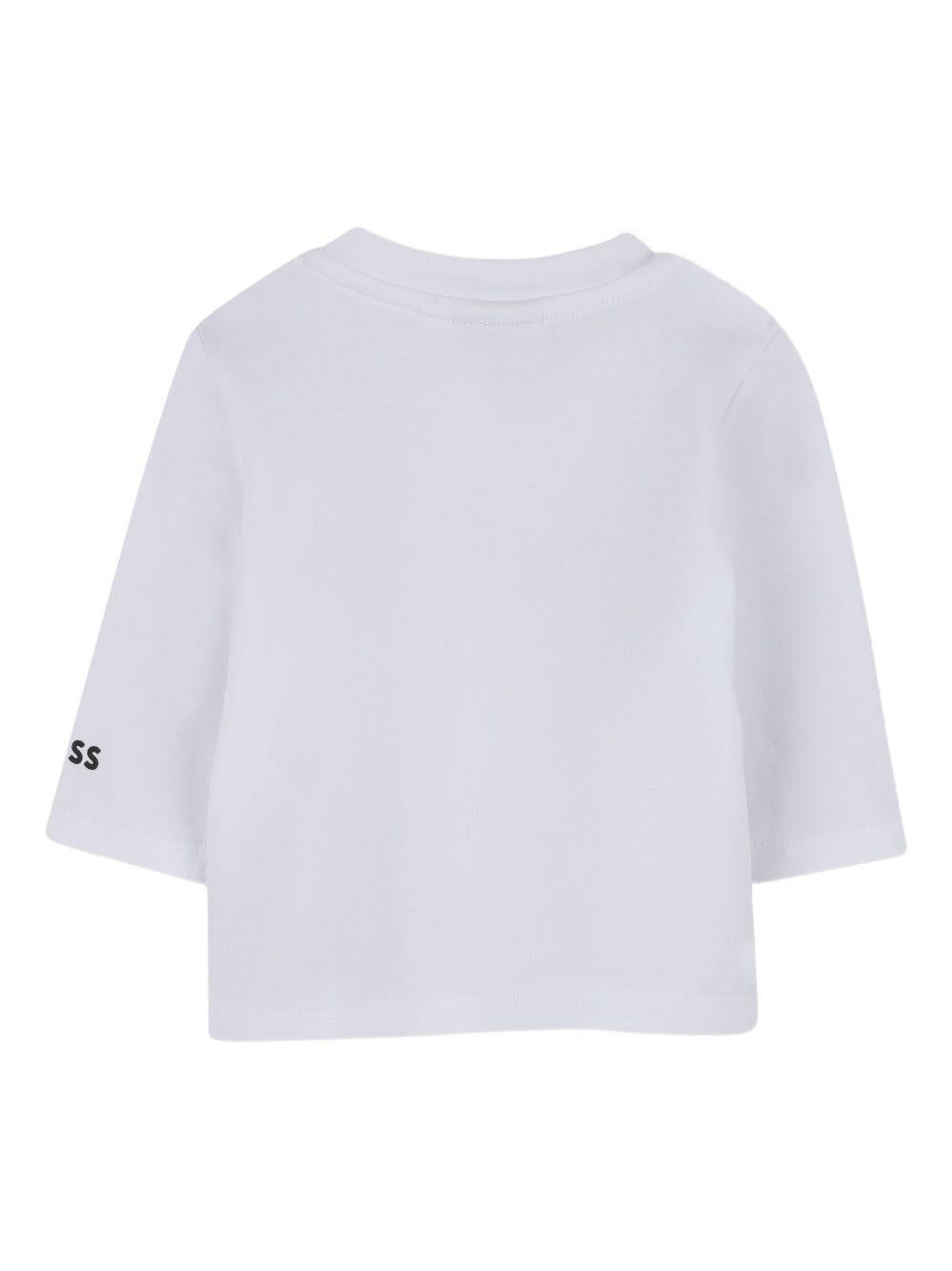 T-shirt per neonato Boss Kids bianca con maniche a 3/4 J52514 10P BOSS KIDS