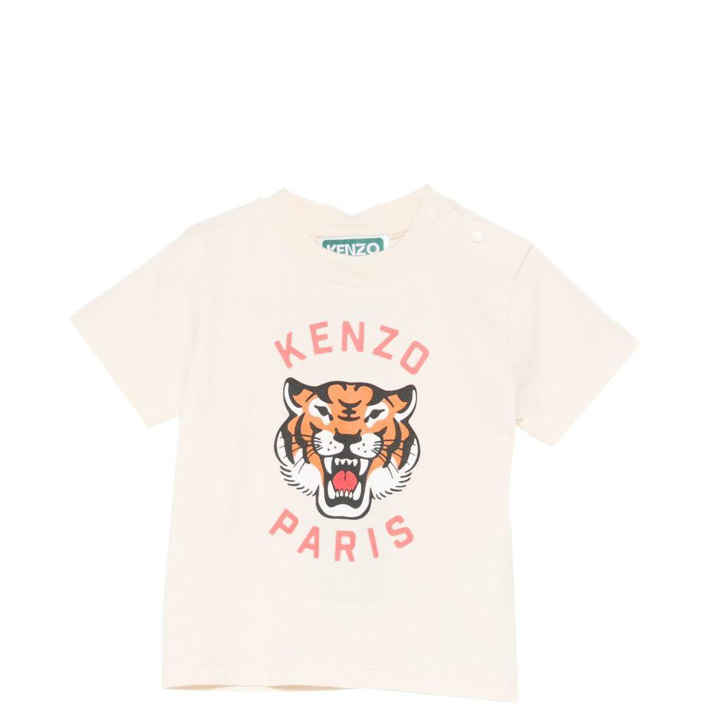 T-shirt per neonato Kenzo Kids beige con stampa a tigre K61718 208 KENZO KIDS
