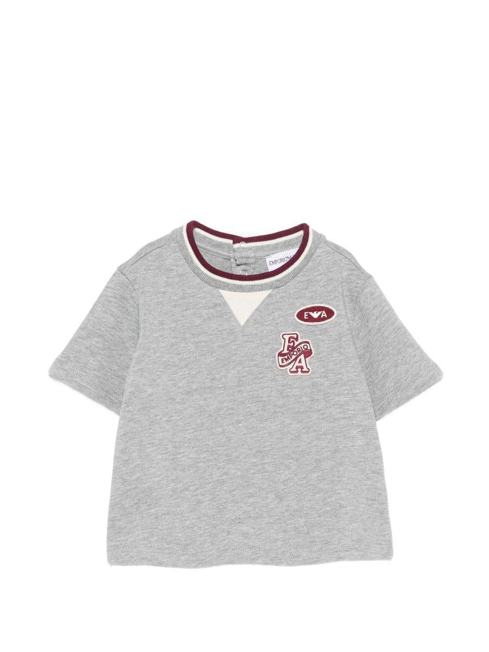 T-shirt per neonato Emporio Armani Kids grigio con patch logo EB001439 AF13715 O8042 EMPORIO ARMANI KIDS