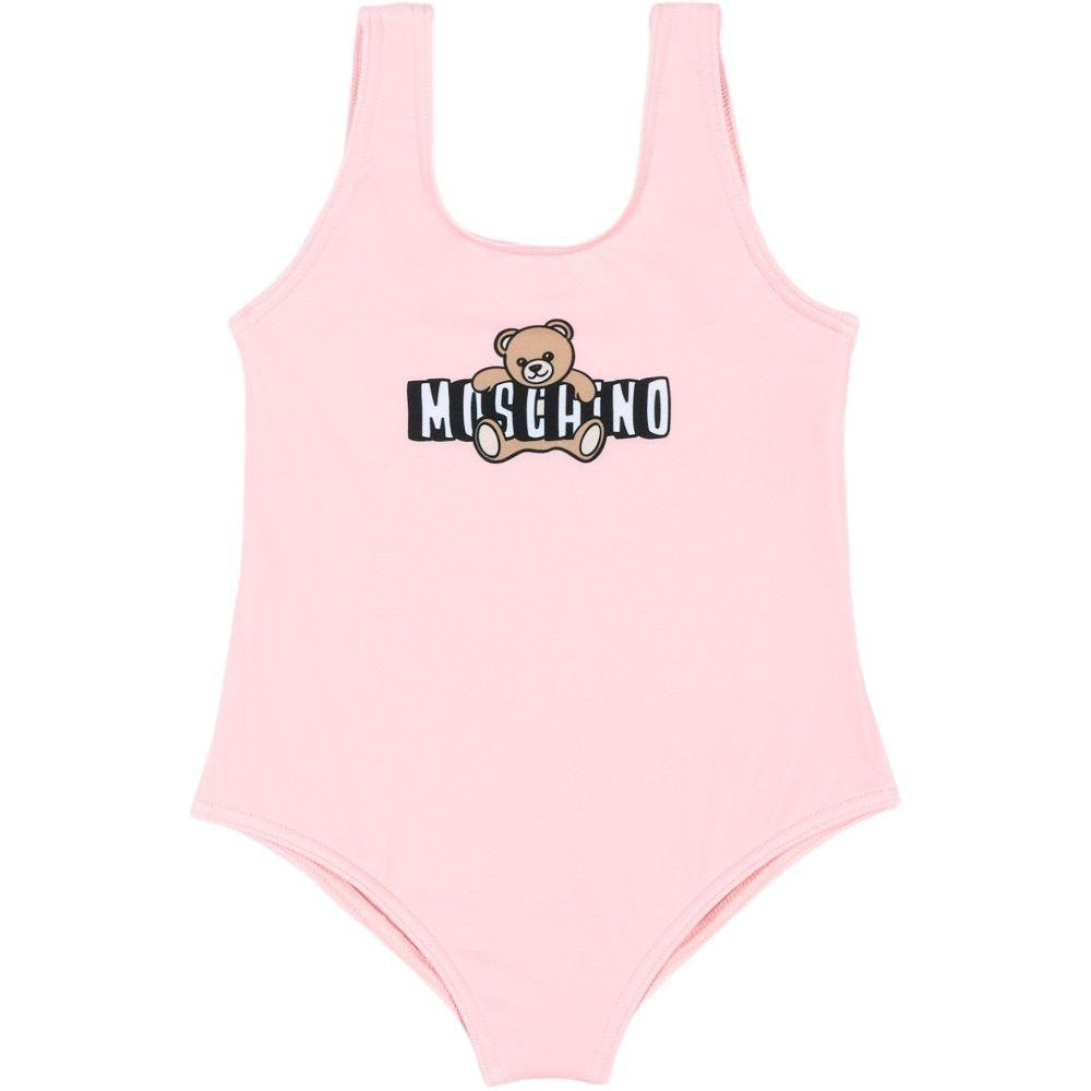 Costume intero per neonata Moschino Kids rosa con stampa Teddy sul davanti M2L00ALKA11 50209 MOSCHINO KIDS