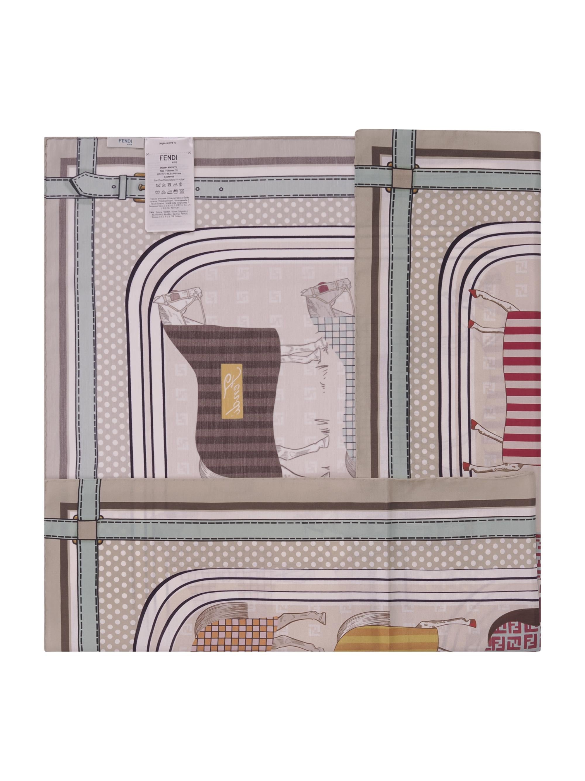 Foulard per bambina Fendi Kids multicolor con stampa Cavalli JFQ044 AWF8 F1VHJ FENDI KIDS