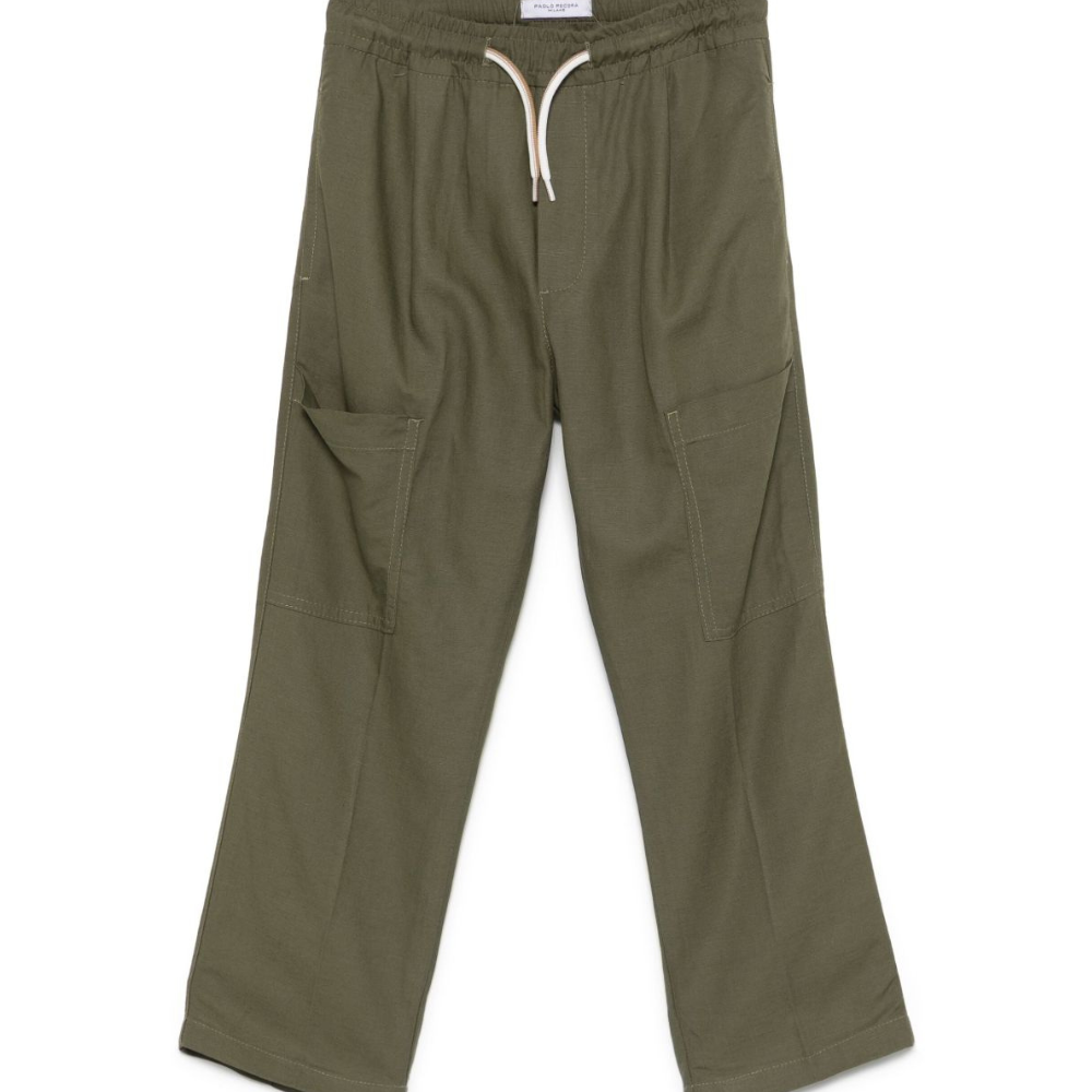 Cargo in cotone per bambino Paolo Pecora Kids verde con coulisse PP4006 OLIVA PAOLO PECORA KIDS