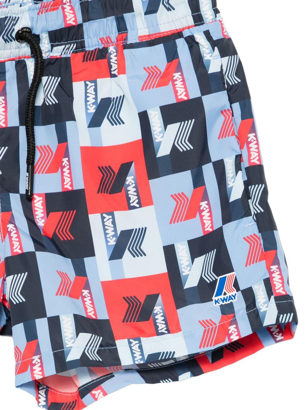 Costume da bagno per bambino K-Way Kids multicolore con stampa logo all-over K3124ZW A0A K-WAY KIDS
