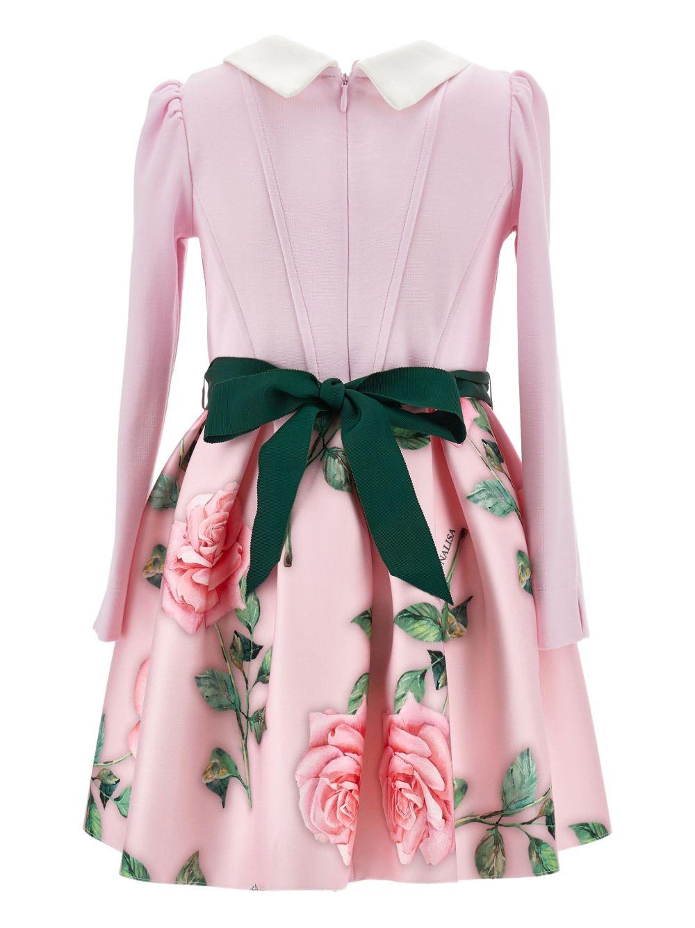 Abito per bambina Monnalisa rosa con decorazione a fiori 11F919 6661 0093 MONNALISA