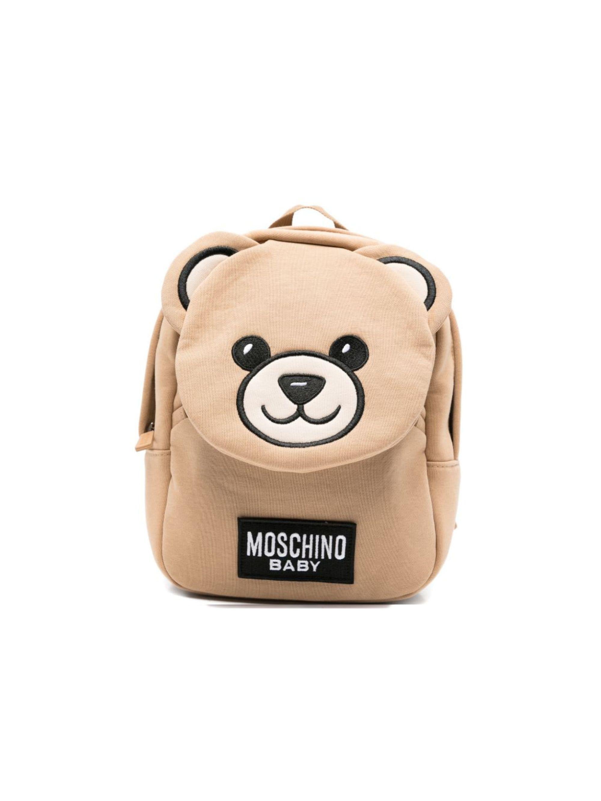 Zaino per bambini Moschino Kids marrone chiaro con applicazione orsetto MUX05QLCA26 20351 MOSCHINO KIDS