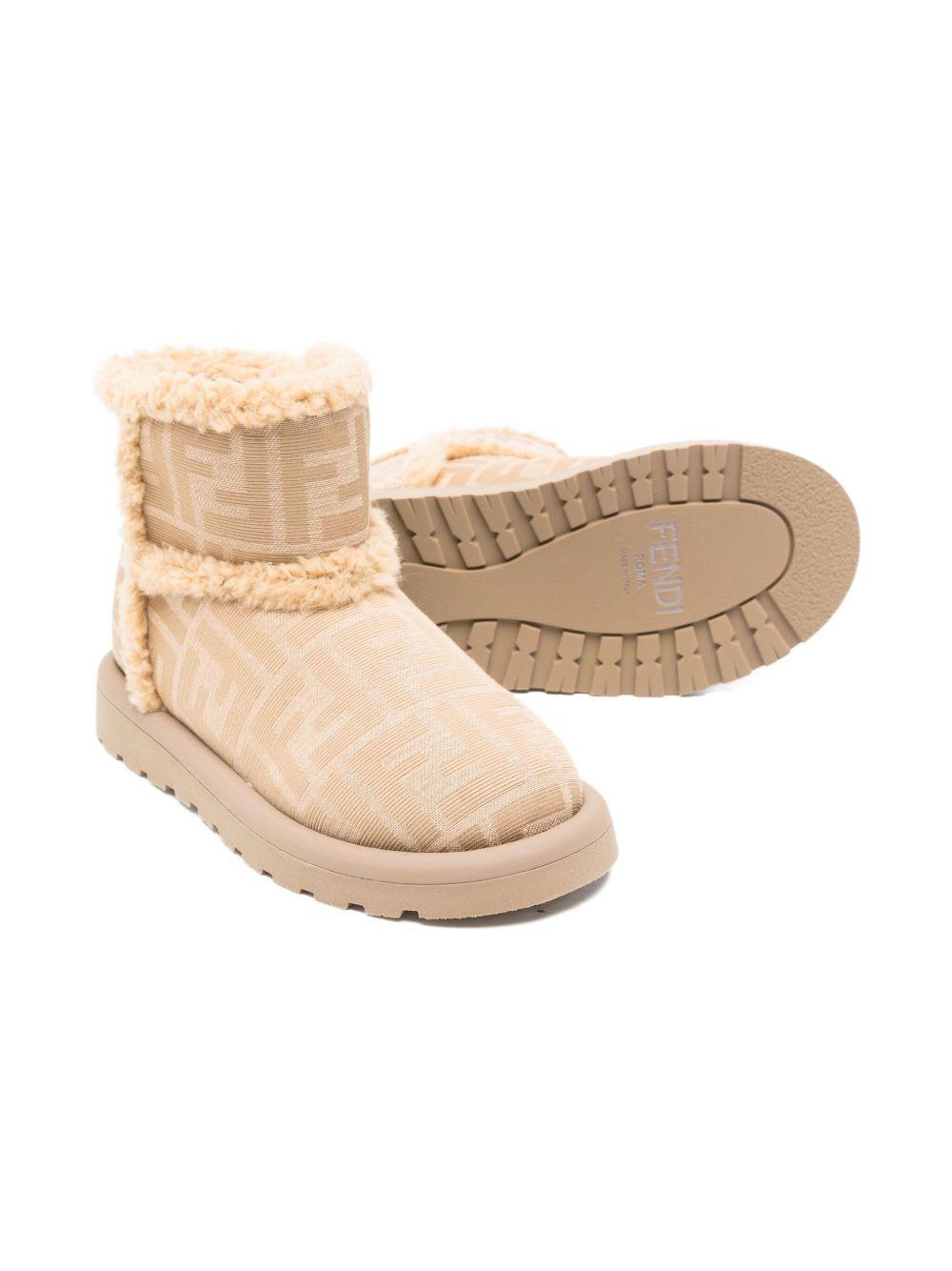 Stivali per bambina Fendi Kids beige con stampa logo FF all-over JMR538 AJZX F1TPX FENDI KIDS