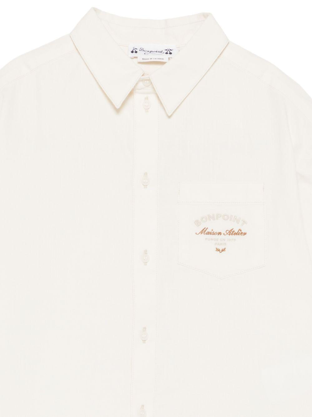 Camicia Elyas per bambino Bonpoint bianca con ricamo logo sul davanti S06BSHW00024 002 BONPOINT