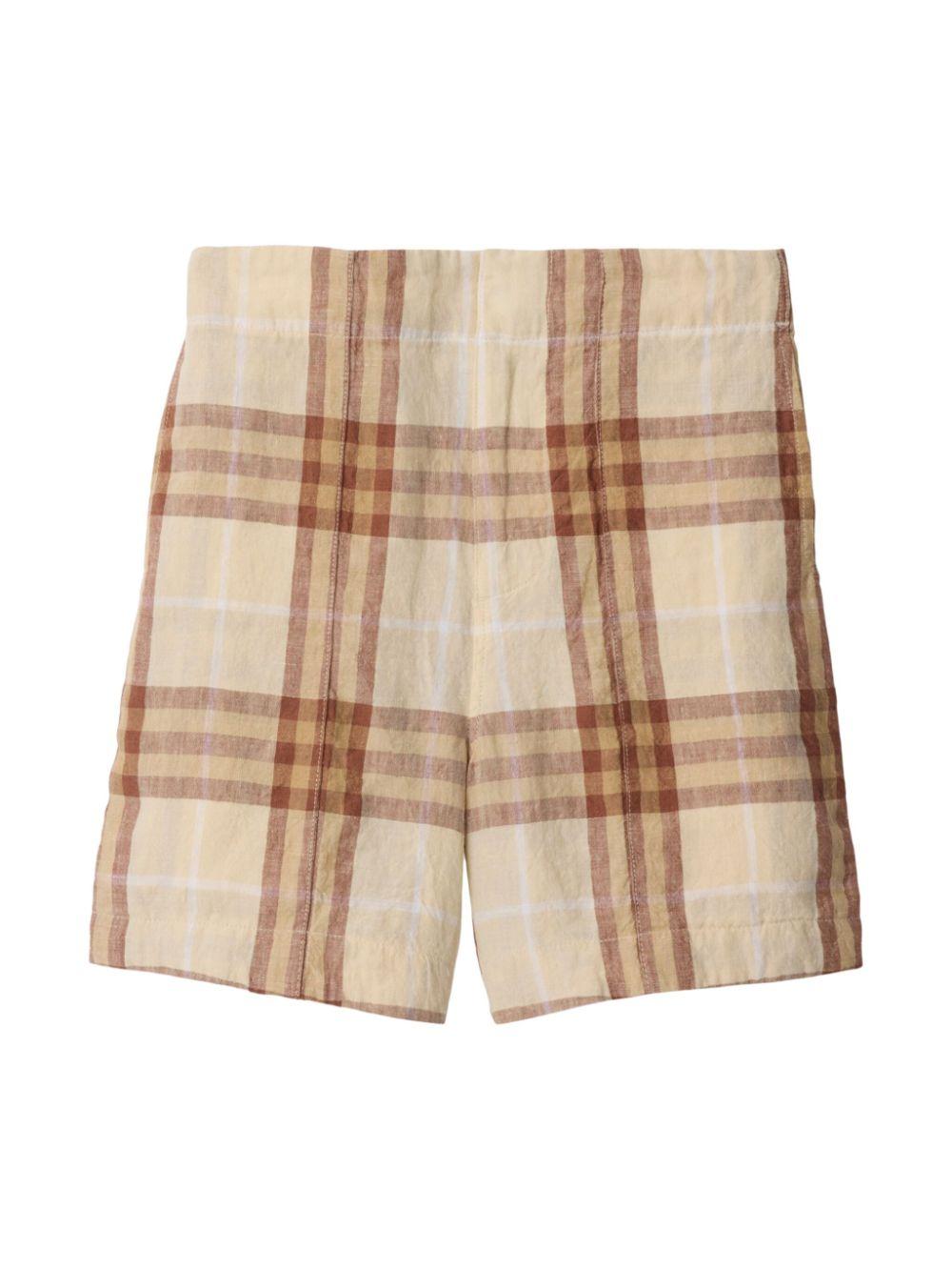 Shorts per bambino Burberry Kids beige con motivo a quadri 8100046 C1737 BURBERRY KIDS