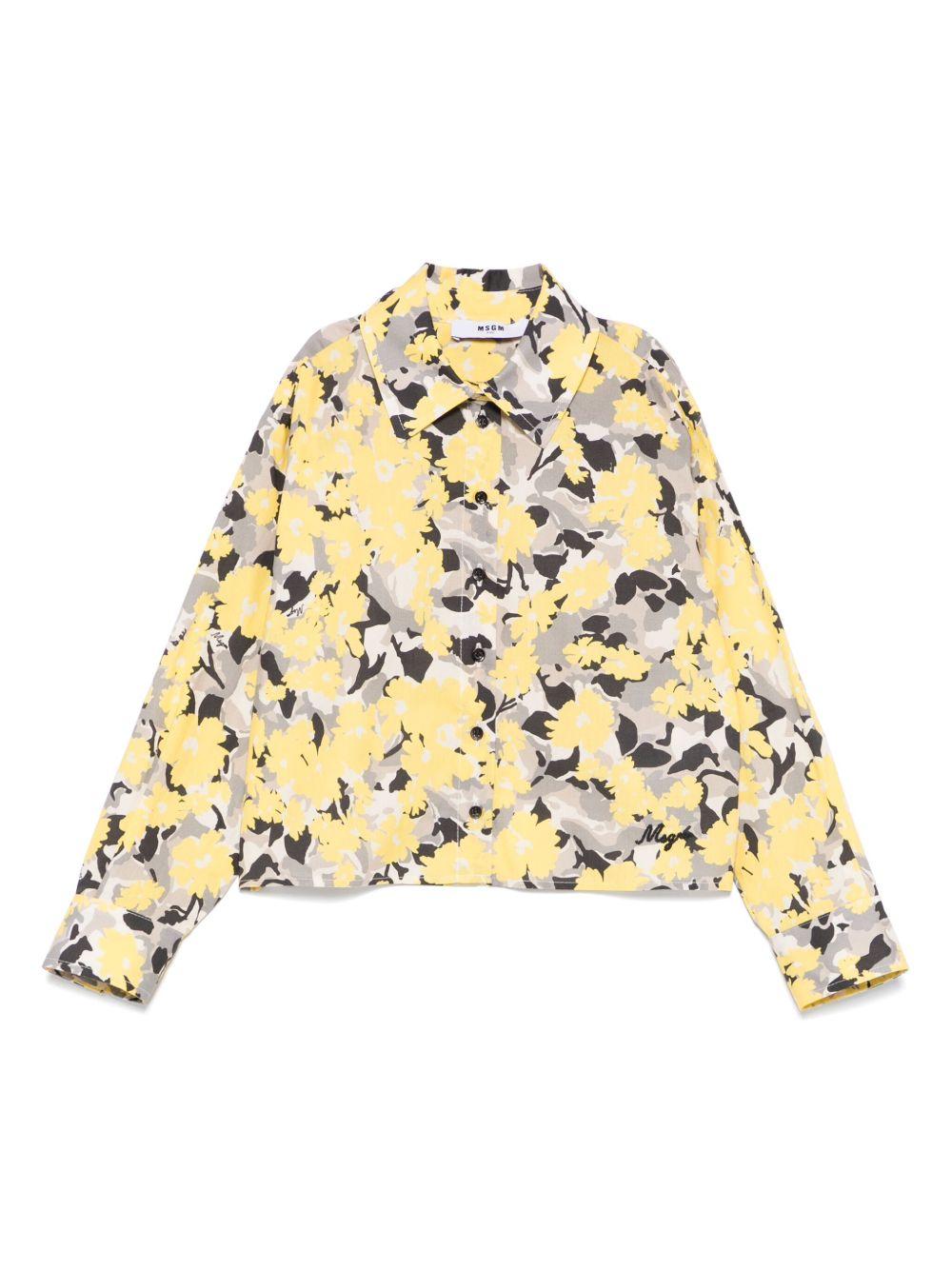 Camicia con stampa per bambina MSGM Kids giallo con polsini con abbottonatura S5MSJGSI124 110 MSGM KIDS