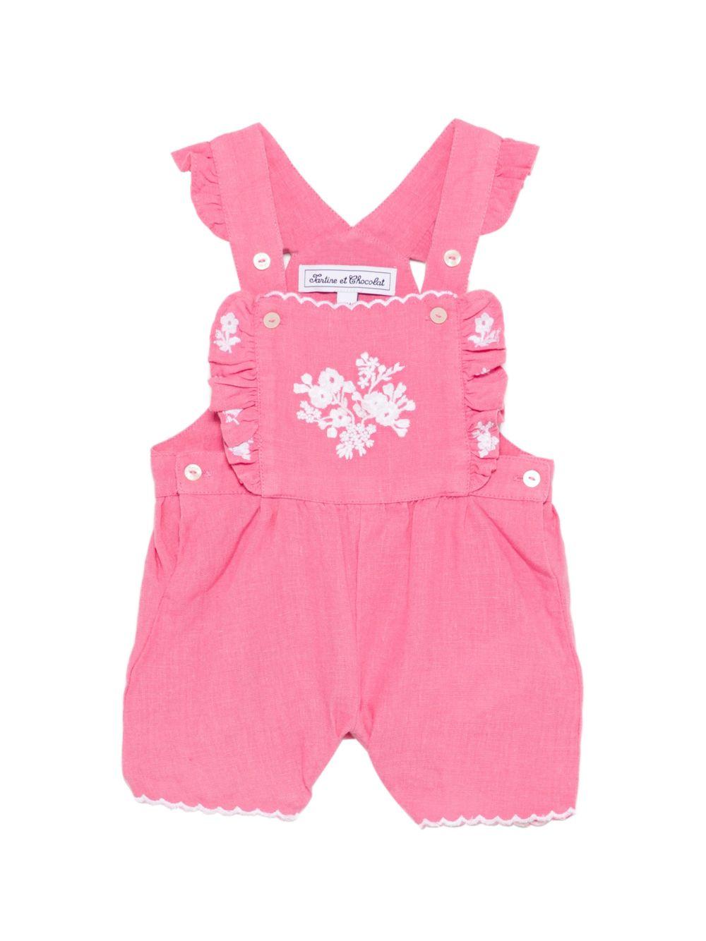 Salopette per neonata Tartine & Chocolat rosa con ricamo a fiori CC21041 35 TArtine & Chocolat KIDS