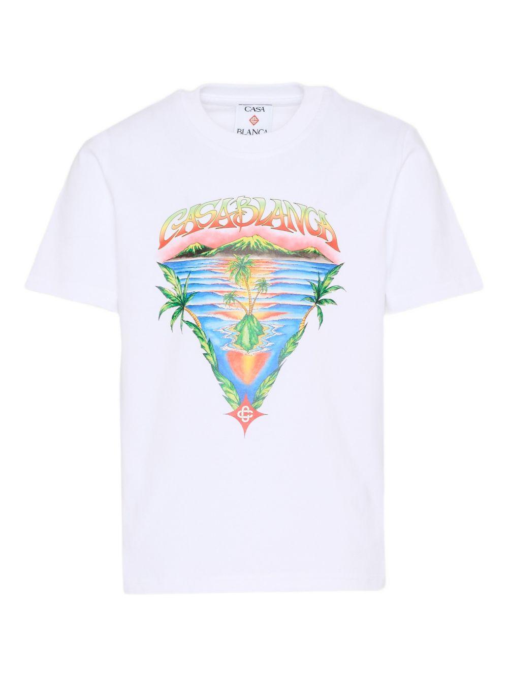 T-shirt per bambino Casablanca Kids bianca con stampa logo KSP26JTS03801 INNOCENCE TRIANGLE CASABLANCA KIDS