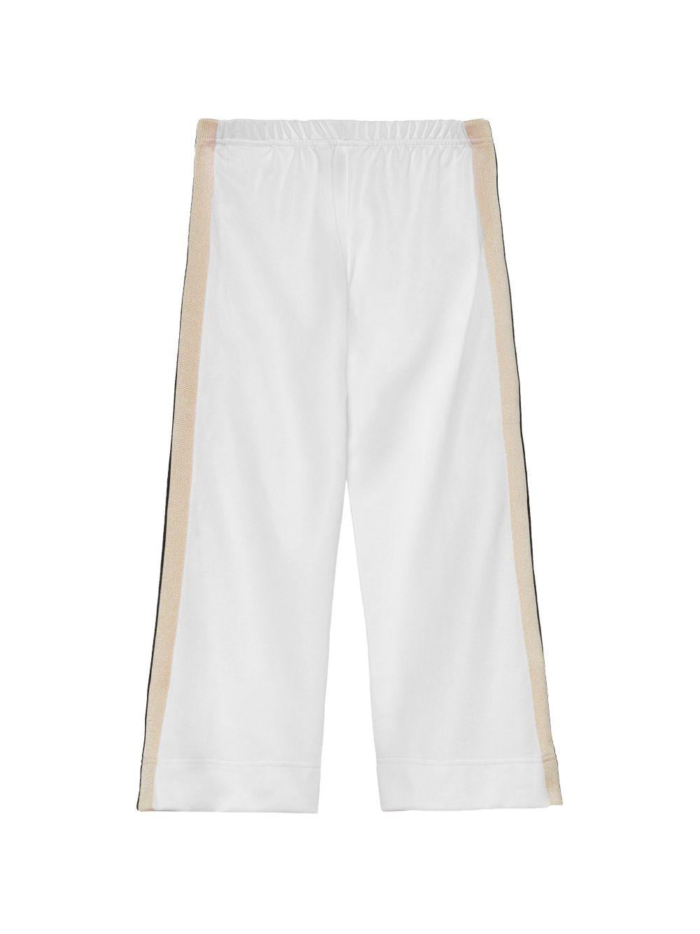 Pantaloni sportivi per bambina Palm Angels Kids bianchi con righe laterali PGCJ006S26FAB001 002 PALM ANGELS KIDS