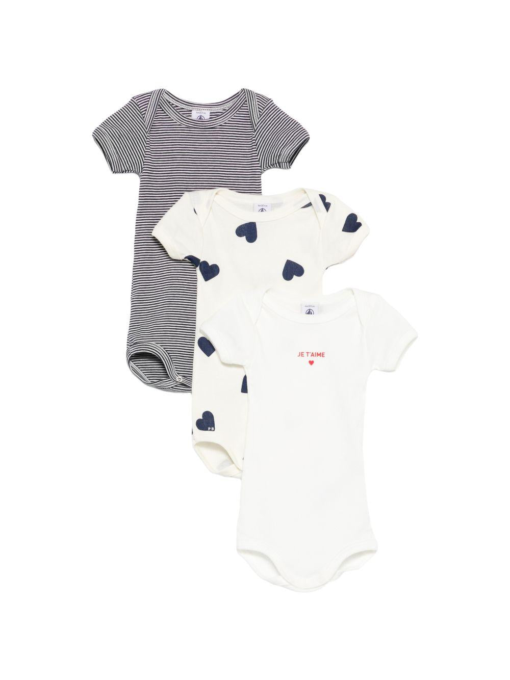 Set tre body per neonato Petit Bateau multicolore a maniche corte A0FQU 00 PETIT BATEAU