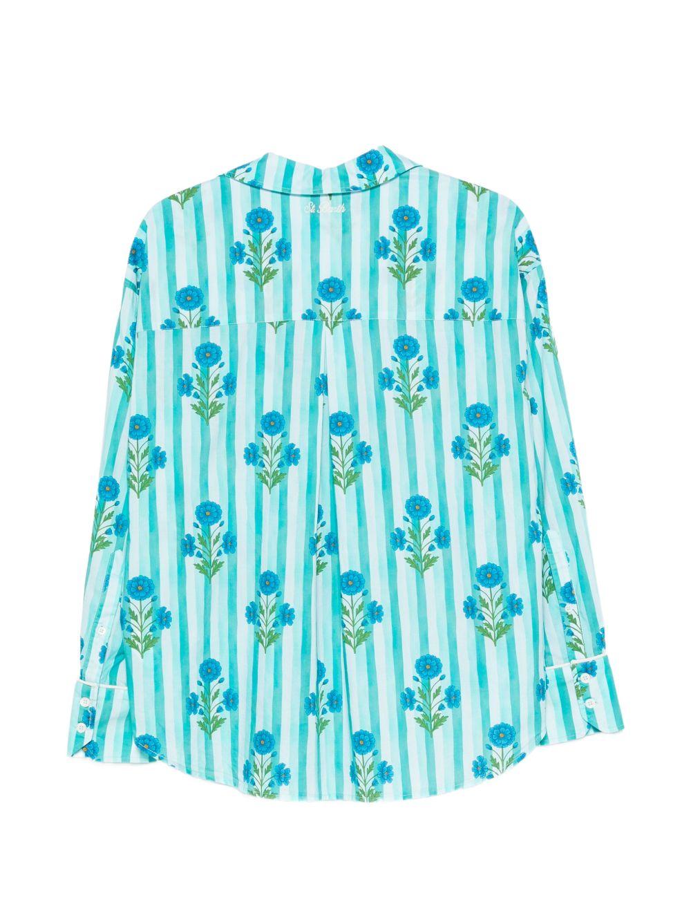 Camicia per donna MC2 Saint Barth azzurra con stampa grafica floreale CYS0002 08005L MC2 ST. BARTH