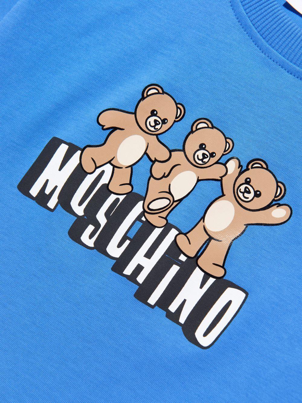 T-shirt per bambini Moschino Kids blu con stampa grafica orsetti HUM05PLAA23 40630 MOSCHINO KIDS
