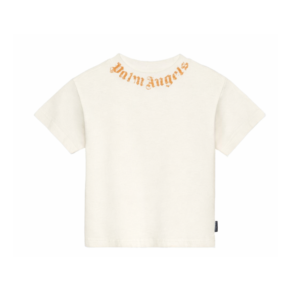 T-shirt per bambino Palm Angels Kids bianca con logo a contrasto PBAA003S26JER004 002 PALM ANGELS KIDS