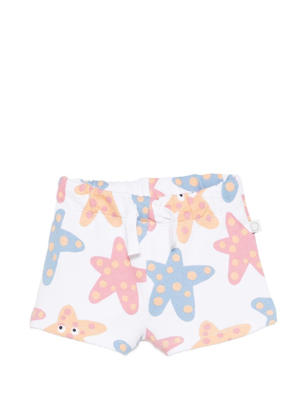 Shorts per neonati Stella McCartney Kids bianco con stampa grafica stelle marine TY6089 Z3572 100MC STELLA McCARTNEY KIDS
