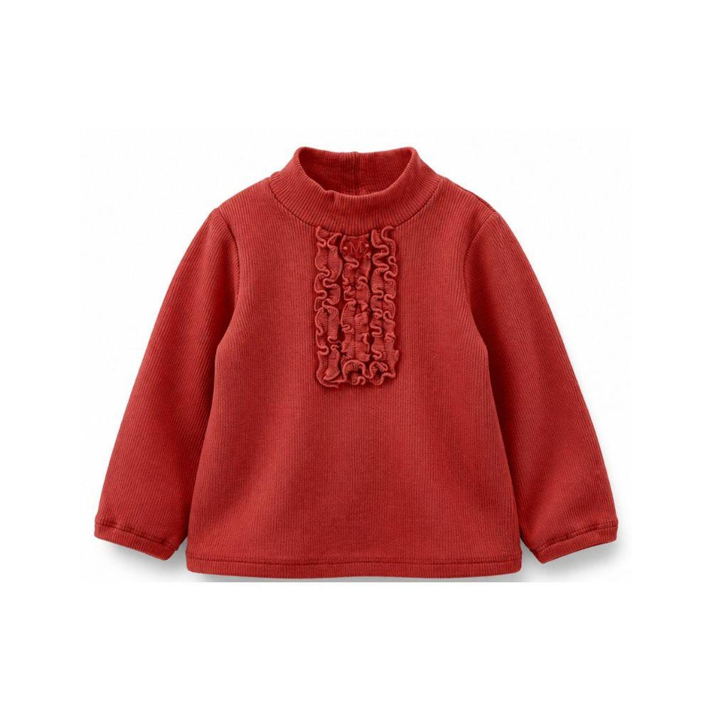 Maglione per neonata Monnalisa Kids rosso con pettorina con ruches 37H617 8212 0043 MONNALISA KIDS