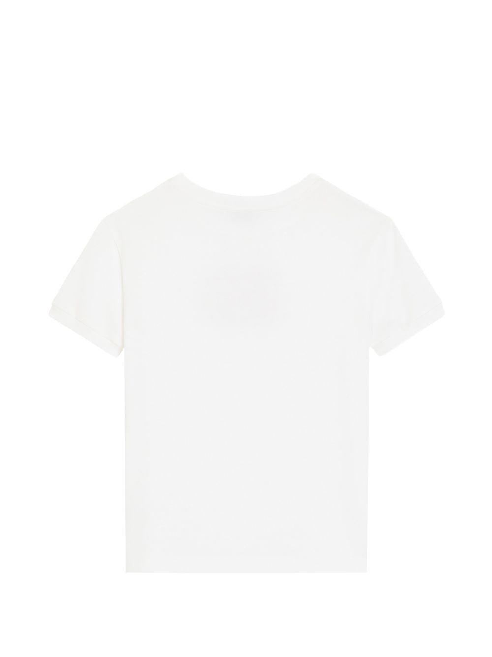 T-shirt per bambina Dolce & Gabbana Kids bianca con logo con paillettes L5JTNJ G7P4E W0111 DOLCE & GABBANA KIDS