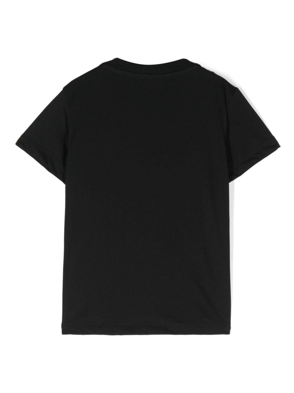 T-shirt con logo glitter per bambina Balmain Kids nero con bottoni oro BV8B91 Z0082 930OR BALMAIN KIDS
