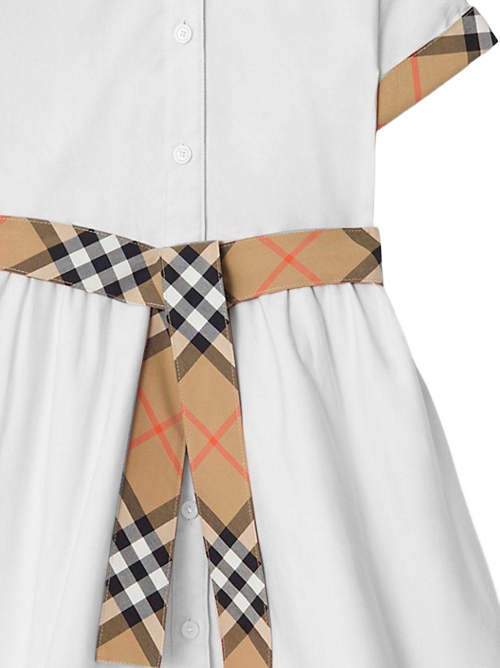 Abito per neonata Burberry Kids bianco con inserti con design vintage check 8121228 A1464 BURBERRY KIDS