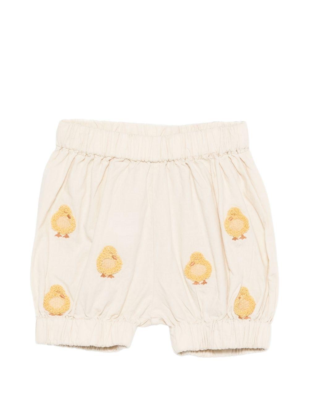 Shorts per neonato Donsje beige con ricamo con pulcini 3029807 00004 DONSJE KIDS